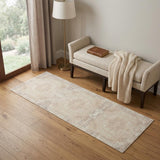 2' X 5' Beige Medallion Runner Rug
