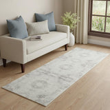 2' X 5' Gray Medallion Washable Non Skid Area Rug