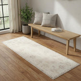 2' X 5' Beige Abstract Washable Non Skid Area Rug