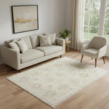 5' X 7' Beige Abstract Washable Non Skid Area Rug
