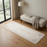 2' X 5' Beige Medallion Runner Rug