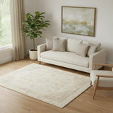 5' X 7' Beige Abstract Washable Non Skid Area Rug