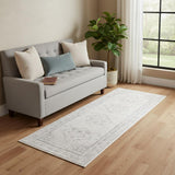 2' X 5' Gray Medallion Washable Non Skid Area Rug