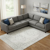 8' X 10' Gray Medallion Washable Non Skid Area Rug