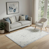 5' X 7' Blue And Gray Tribal Washable Area Rug