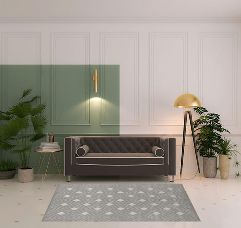 5' X 7' Gray Geometric Area Rug