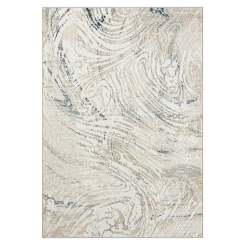 4' X 6' Blue and Gray Abstract Power Loom Area Rug