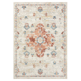 4' X 6' Ivory and Red Medallion Power Loom Area Rug