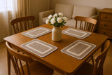 19" Set of Four Natural And Ivory Geometric Braided Jute Placemats