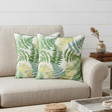 Set of Two 20" Green and Yellow Throw Pillows