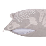 Natural and Ivory Throw Pillow with Embroidery
