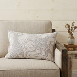 Natural and Ivory Throw Pillow with Embroidery