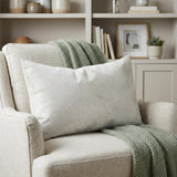 16" X 24" Ivory Faux Leather Zippered Pillow