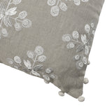 20" Beige and Ivory Throw Pillow with Embroidery
