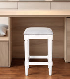 27" Gray And Antiqued White Solid Wood Backless Counter Height Bar Chair