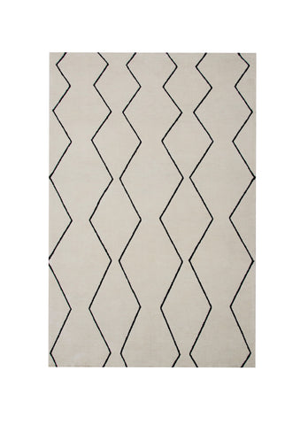 5' X 8' Beige and Black Geometric Power Loom Distressed Non Skid Area Rug