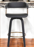 26" Black Faux Leather Swivel Counter Height Bar Chair