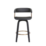 26" Black Faux Leather Swivel Counter Height Bar Chair