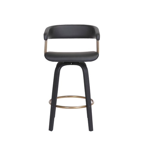 26" Black Faux Leather Swivel Counter Height Bar Chair