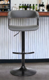 Gray and Black Faux Leather with Metal Swivel Adjustable Height Bar Chair
