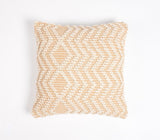 18" X 18" Beige and Ivory Zigzag Cotton Pillow Cover With Texture