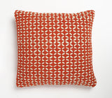 18" Red and White Geometric Cotton Blend Throw Pillow Cover