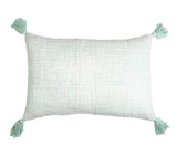 16" X 24" Mint Green Hand Woven Indoor Outdoor Throw Pillow Cover With Tassels