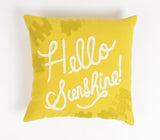 16" Yellow and White Cotton Throw Pillow Cover With Embroidery