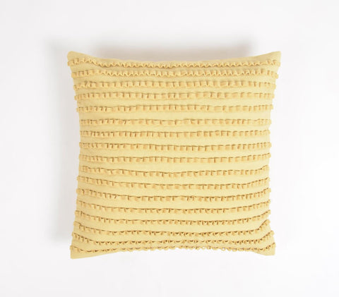 18" Yellow Striped Cotton Throw Pillow Cover
