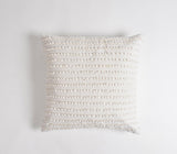 18" White Striped Cotton Throw Pillow Cover