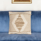 18" Beige and Brown Diamond Cotton Blend Throw Pillow Cover