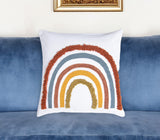 18" Blue and White Abstract Cotton Throw Pillow Cover With Embroidery