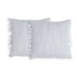 Set of Two Gray and White Linen Cotton Throw Pillow Cover With Tassels