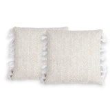 Set of Two Brown and White Chevron Cotton Throw Pillow Cover With Tassels