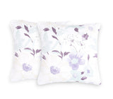 Set of Two 18" Purple and White Cotton Throw Pillow Covers