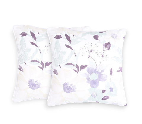 Set of Two 18" Purple and White Cotton Throw Pillow Covers