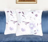 Set of Two 18" Purple and White Cotton Throw Pillow Covers