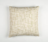 18" Beige and Gold Handmade Abstract Indoor Outdoor Throw Pillow Cover With Embroidery