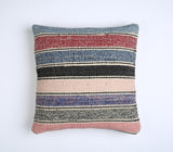18" Beige and Black Striped Cotton Throw Pillow Cover