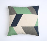 20" Beige Blue and Green Handmade Geometric Indoor Outdoor Throw Pillow Cover