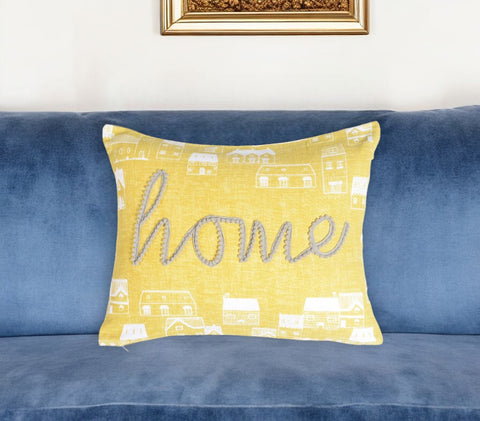 13" X 17" Yellow and White Abstract Cotton Throw Pillow Cover