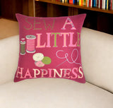 17" Pink and Green Felt Throw Pillow Cover With Embroidery