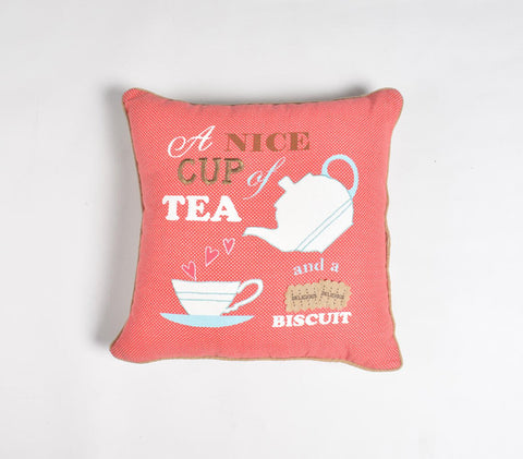 18" Pink and White Polka Dot Cotton Throw Pillow Cover With Embroidery