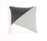18" Gray and White Patchwork Cotton Blend Throw Pillow Cover