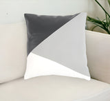 18" Gray and White Patchwork Cotton Blend Throw Pillow Cover
