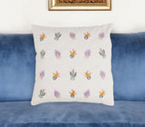 18" Green and White Cactus Cotton Throw Pillow Cover With Embroidery