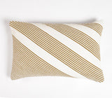 11" X 19" Brown and White Striped Cotton Throw Pillow Cover