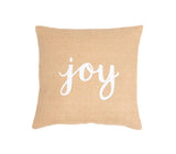 16" Beige and White Jute Throw Pillow Cover With Embroidery