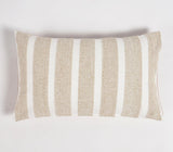 12" X 20" Brown and White Striped Cotton Throw Pillow Cover