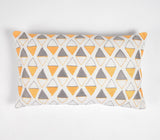 12" X 20" Yellow and White Geometric Cotton Throw Pillow Cover With Embroidery